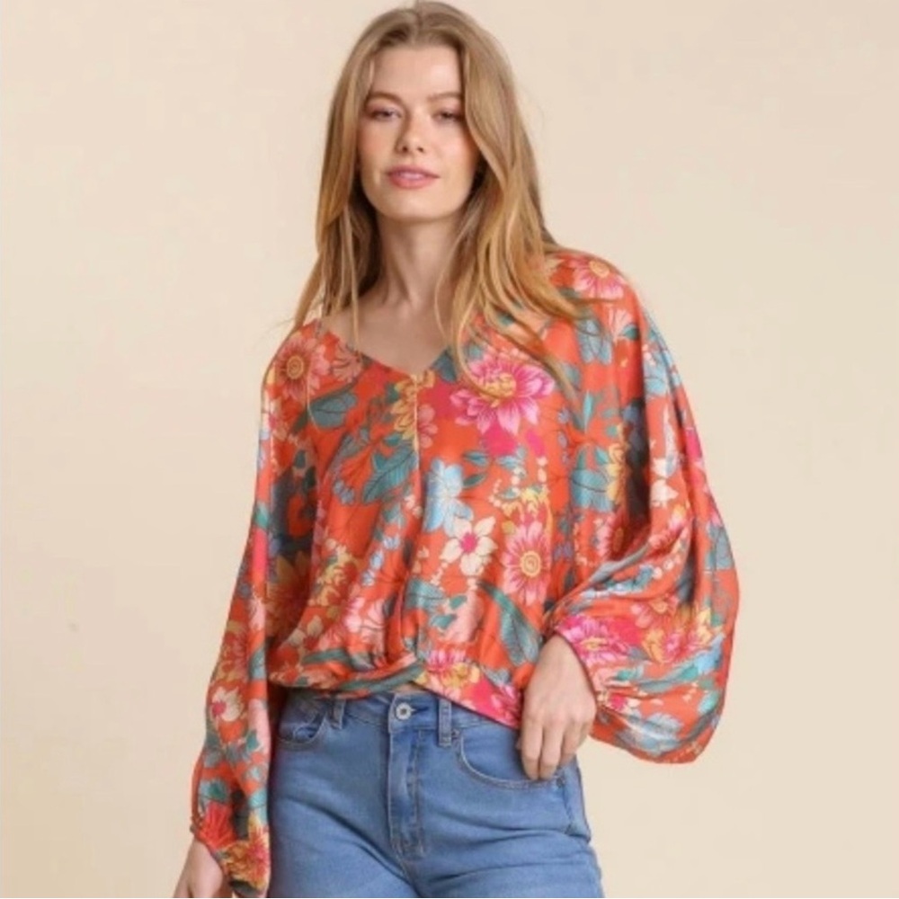 Umgee Floral Blouse - Plus Size